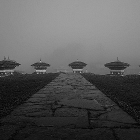 Memorial in fog
